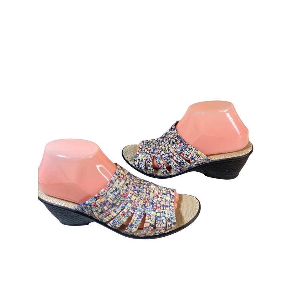 Bernie Mev Multi-Color Woven Elastic Wedge Sandal Shoes Women's EU 39 W's 8 - Picture 8 of 15
